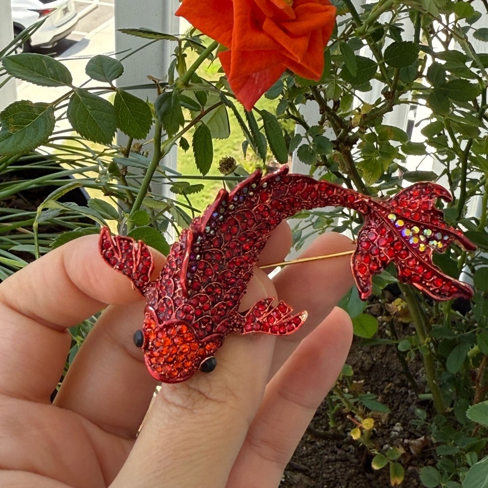 Betsey Johnson Red Crystal Carp Fish Brooch - Picture 9 of 16